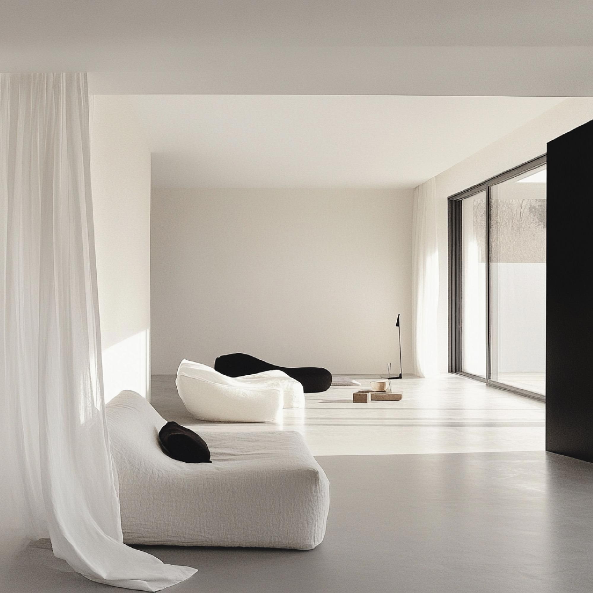 spacious staged living room with warm tones